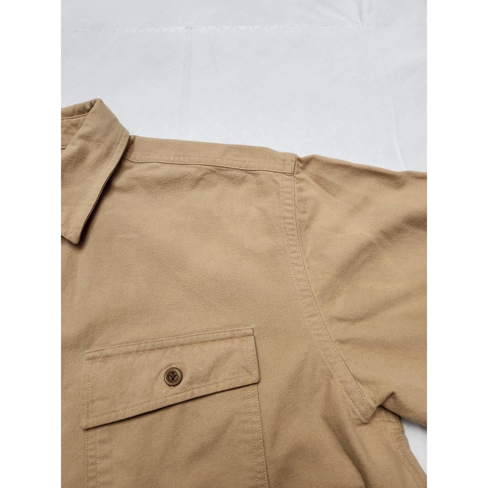 L.L.Bean Shirt Mens Large Tan Button Up Long Sleeve Cotton Two Pockets Workwear - Picture 5 of 13